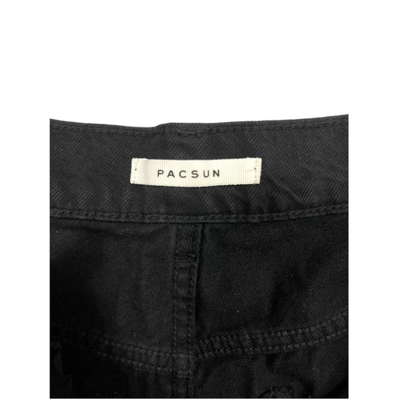 PACSUN ECO Baggy Jean Button fly Hi Rise Wide Leg Distressed Size 28 Black - Picture 7 of 16